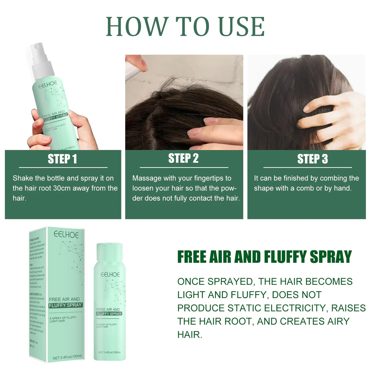 EELHOE Dry Shampoo Spray for Oily Hair Volume Boost