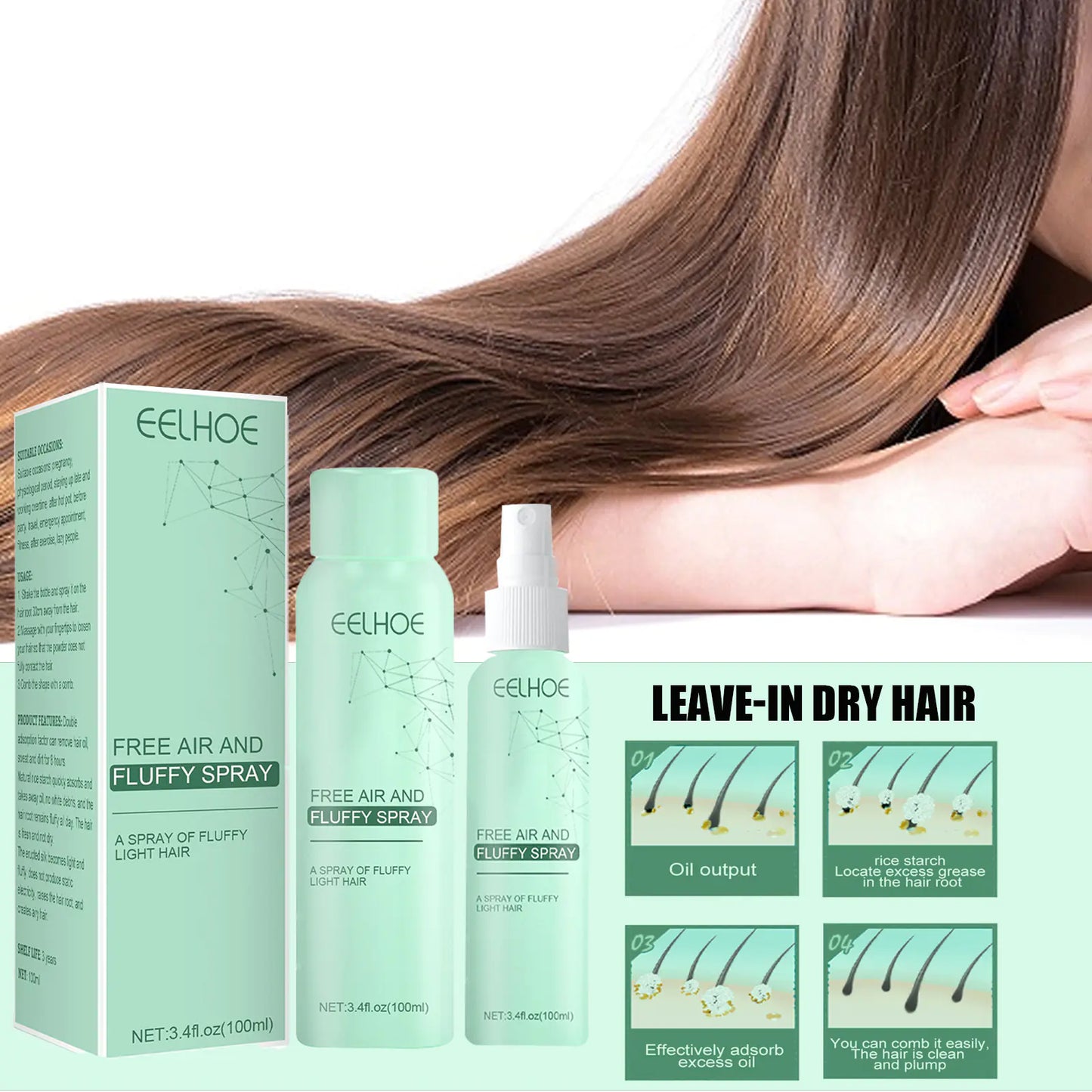 EELHOE Dry Shampoo Spray for Oily Hair Volume Boost
